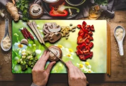 SKÄRBRÄDA I GLAS 52x30 BLOMMOR