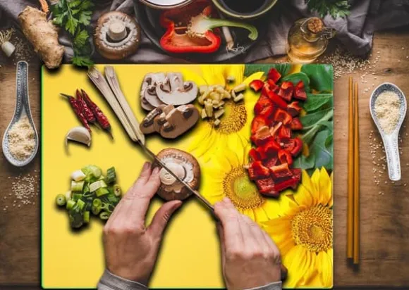 SKÄRBRÄDA I GLAS 52x40 BLOMMOR