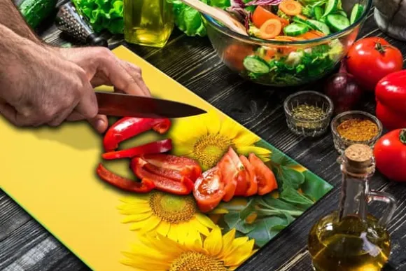 SKÄRBRÄDA I GLAS 52x40 BLOMMOR