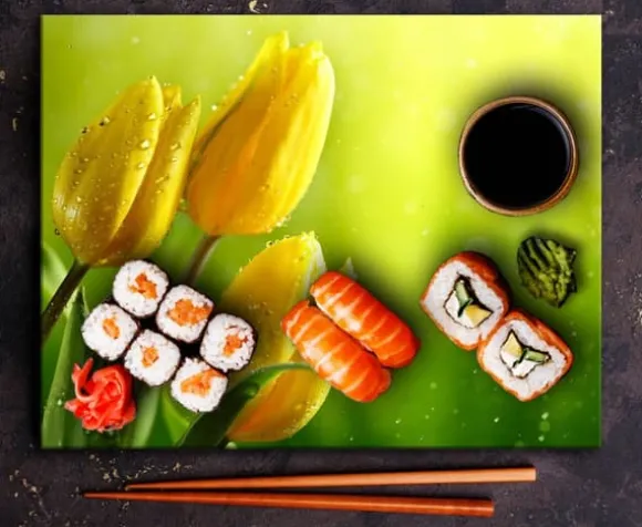 SKÄRBRÄDA I GLAS 52x40 BLOMMOR