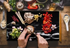 SKÄRBRÄDA I GLAS 52x30 BLOMMOR