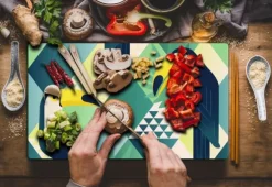 SKÄRBRÄDA I GLAS 52x30 FÅGLAR