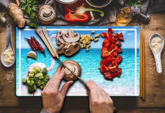 SKÄRBRÄDA I GLAS 52x30 FLAMINGO