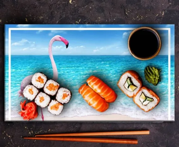 SKÄRBRÄDA I GLAS 52x30 FLAMINGO