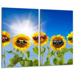 SKÄRBRÄDA I GLAS 2x 30x52 SOLROSOR