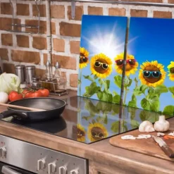 SKÄRBRÄDA I GLAS 2x 30x52 SOLROSOR