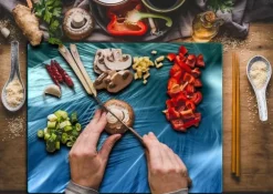 SKÄRBRÄDA I GLASPLATTA 52x40 FJÄDRAR