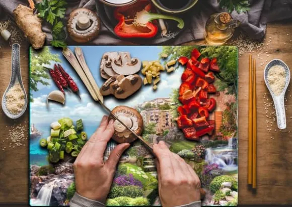 SKÄRBRÄDA I GLASPLATTA 52x40 LANDSKAP