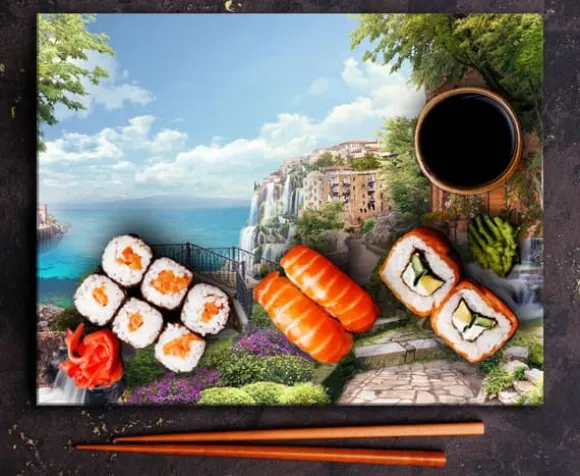 SKÄRBRÄDA I GLASPLATTA 52x40 LANDSKAP