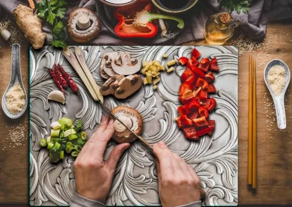 SKÄRBRÄDA I GLASPLATTA 52x40 MÖNSTER