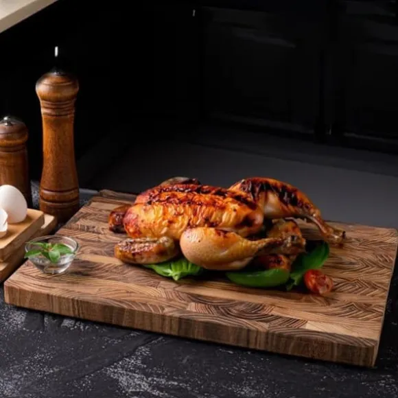 Skärbräda, skärbrädor i trä för kök med och skärbräda för kött och ostbricka, kraftig serveringsbricka