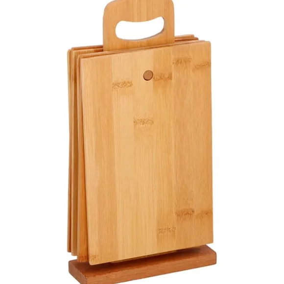 Skärbrädeset i bambu med ställ 7 delar