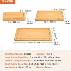 Skärbrädeset, 38.1x25.4x1.5 cm, Bambuträ