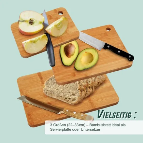 Skärbrädor, 33x22x1,5 cm, 28x22x1,5 cm, 22x15x1,5 cm, Naturlig