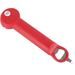 Skruv med justerbar lock i rostfritt stål 3 i 1 multifunktionell indragbar burk Flasköppnare Pop Fliköppnare Extra öppningsverktyg för flask Röd