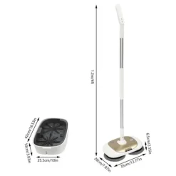 Sladdlös elektrisk snurrmopp med hink, 150 RPM, 400 ml vattentank, för golv och fönster, gul