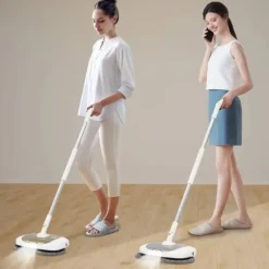 Sladdlös elektrisk snurrmopp med hink, 150 RPM, 400 ml vattentank, för golv och fönster, gul