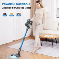 Sladdlös kvastdammsugare, INSE, S7P, blå, 6 i 1 lättviktsdammsugare, 26kpa, 45 min batteritid, 65db, 265W, 1L tank