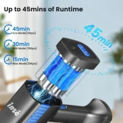 Sladdlös kvastdammsugare, INSE, S7P, blå, 6 i 1 lättviktsdammsugare, 26kpa, 45 min batteritid, 65db, 265W, 1L tank