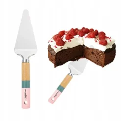 Snygg MASTERPAN kakbestick med trähandtag, rosa och blå