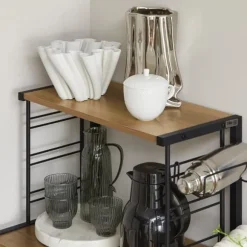 SoBuy Mikrovågsugn hylla med krokar, Kökshylla, hylla till mikrovågsugn,KCR08-PF