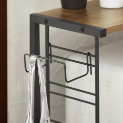 SoBuy Mikrovågsugn hylla med krokar, Kökshylla, hylla till mikrovågsugn,KCR08-PF