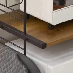 SoBuy Mikrovågsugn hylla med krokar, Kökshylla, hylla till mikrovågsugn,KCR08-PF