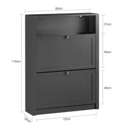 SoBuy Skoskåp med 2 fack, skoförvaring, FSR87-SCH