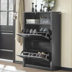 SoBuy Skoskåp med 2 fack, skoförvaring, FSR87-SCH