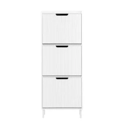 SoBuy Skoskåp med 3 fack Skohylla Skoförvaring med 3 fack FSR177-H-W