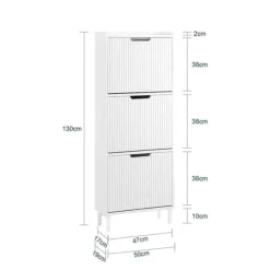 SoBuy Skoskåp med 3 fack Skohylla Skoförvaring med 3 fack FSR177-H-W