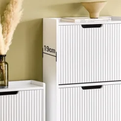 SoBuy Skoskåp med 3 fack Skohylla Skoförvaring med 3 fack FSR177-H-W