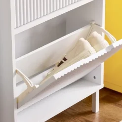 SoBuy Skoskåp med 3 fack Skohylla Skoförvaring med 3 fack FSR177-H-W