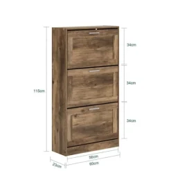 SoBuy Skoskåp med 3 fack Skohylla Hallmöbel med förvaring FSR137-L-F