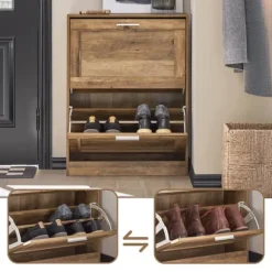 SoBuy Skoskåp med 3 fack Skohylla Hallmöbel med förvaring FSR137-L-F