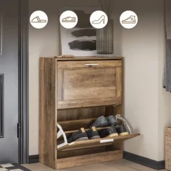 SoBuy Skoskåp med 3 fack Skohylla Hallmöbel med förvaring FSR137-L-F