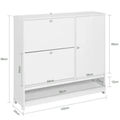 SoBuy Smal skoskåp med med 3 dörrar Skohylla Hallmöbler FSR114-W