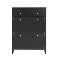 SoBuy Smalt skoskåp med 2 dörrar – 80X25X108cm | Hallförvaring | Svart FSR89-SCH