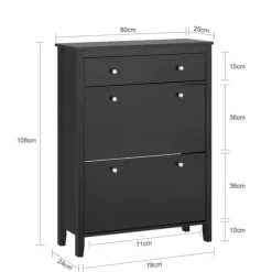 SoBuy Smalt skoskåp med 2 dörrar – 80X25X108cm | Hallförvaring | Svart FSR89-SCH