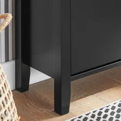 SoBuy Smalt skoskåp med 2 dörrar – 80X25X108cm | Hallförvaring | Svart FSR89-SCH