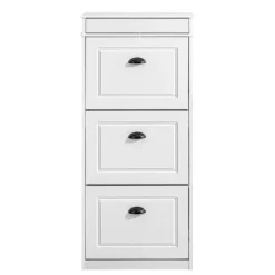 SoBuy Smalt skoskåp med 3 dörrar –53x24x119cm | För 12 par skor | Hallförvaring | Vit FSR94-WG