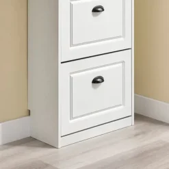 SoBuy Smalt skoskåp med 3 dörrar –53x24x119cm | För 12 par skor | Hallförvaring | Vit FSR94-WG