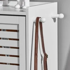 SoBuy Smalt skoskåp med 3 fack Skohylla hög Hallmöbler vit FSR108-W