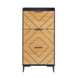 SoBuy Smalt skoskåp med 3 fack Skohylla hög Hallmöbler FSR164-SCH