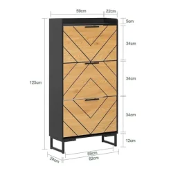 SoBuy Smalt skoskåp med 3 fack Skohylla hög Hallmöbler FSR164-SCH