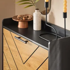 SoBuy Smalt skoskåp med 3 fack Skohylla hög Hallmöbler FSR164-SCH