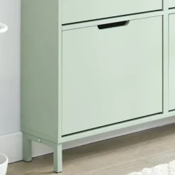 SoBuy Smalt skoskåp 100x19x90cm - 4 dörrar | Grön FSR100-GR