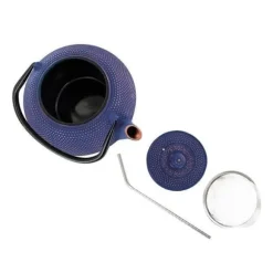 Song gjutjärn tekanna 1,2 L + 4 sugrör i rostfritt stål