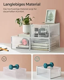 Songmics Skokartonger, Skoställ, paket med 8 stapelbara skoförvaringsarrangörer, transparent