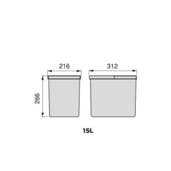 Sop 8198123 för kökslåda Återvinningsplast grå antracit Emuca